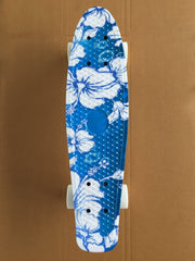 22'' 56cm Blue Flowers New Beginners Cruiser Skateboard Complete Sets Light Up Wheels - auloves