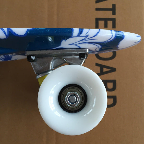 22'' 56cm Blue Flowers New Beginners Cruiser Skateboard Complete Sets Light Up Wheels - auloves