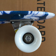 22'' 56cm Blue Flowers New Beginners Cruiser Skateboard Complete Sets Light Up Wheels - auloves