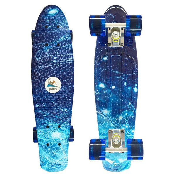 22'' 56cm Blue Galaxy New Beginners Cruiser Skateboard Complete Sets - auloves