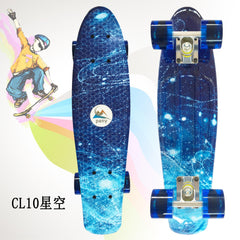 22'' 56cm Blue Galaxy New Beginners Cruiser Skateboard Complete Sets - auloves