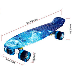 22'' 56cm Blue Galaxy New Beginners Cruiser Skateboard Complete Sets - auloves