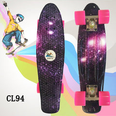 22'' 56cm Pink Galaxy New Beginners Cruiser Skateboard Complete Sets - auloves