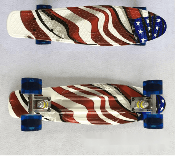 22'' 56cm the Stars and the Stripes New Beginners Cruiser Skateboard Complete Sets Light Up Wheels - auloves