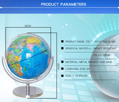 25cm 720 Dregee Rotating Globes Earth - auloves