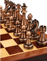 30*30*2.7cm Upscale Metal Chess Set Folding Chessboard Zinc Alloy Tinted&Purple Bronze - auloves