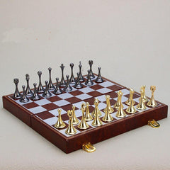 30*30*3.3cm Magnetic Metal Chess Set Folding Leather Board - auloves