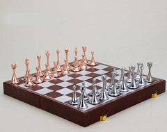 30*30*3.3cm Magnetic Metal Chess Set Folding Leather Board - auloves