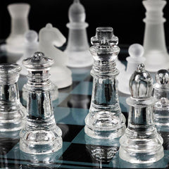 35*35cm/25*25cm Glass Chess Set Frosted Elegant Crystal AU STOCK - auloves