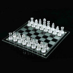 35*35cm/25*25cm Glass Chess Set Frosted Elegant Crystal AU STOCK - auloves
