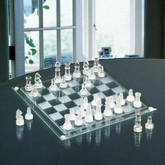35*35cm/25*25cm Glass Chess Set Frosted Elegant Crystal AU STOCK - auloves