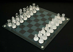 35*35cm/25*25cm Glass Chess Set Frosted Elegant Crystal AU STOCK - auloves