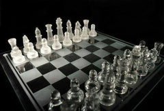 35*35cm/25*25cm Glass Chess Set Frosted Elegant Crystal AU STOCK - auloves