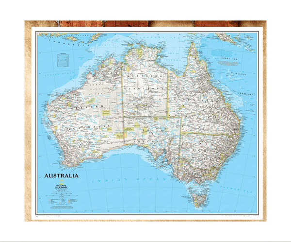 Australian Map Multi-Size Poster Detailed - auloves