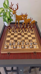 Metal & Wooden 43*43*3cm Large Chess Set Beech Timber Folding Chessboard