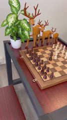 Premium 40*40*2.5cm Magnetic Large Chess Set Wooden Timber Oak Folding Board Walnut