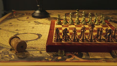 30*30*2.7cm Upscale Metal Chess Set Folding Chessboard Zinc Alloy Tinted&Purple Bronze