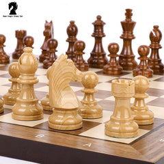 Deluxe 38*38*1.2cm Large Chess Set Walnut Wooden Timber Oak Unfolding Chessboard - auloves