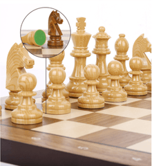 Deluxe 38*38*1.2cm Large Chess Set Walnut Wooden Timber Oak Unfolding Chessboard - auloves