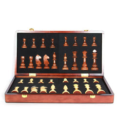 Deluxe 39*39*2.5cm Large Chess Set Walnut Wooden Timber Oak Folding Chessboard - auloves