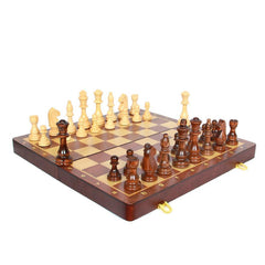 Deluxe 45*45*3.5cm Large Chess Set Walnut Wooden Timber Oak Folding Chessboard - auloves