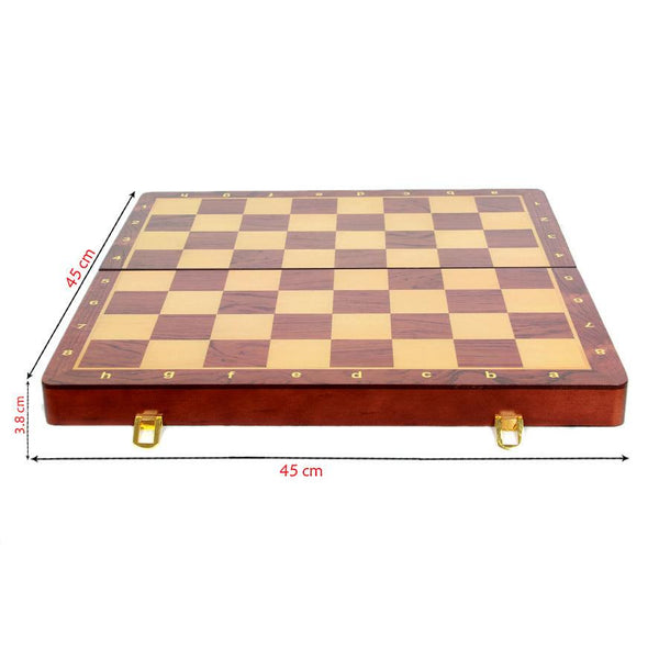 Deluxe 45*45*3.5cm Large Chess Set Walnut Wooden Timber Oak Folding Chessboard - auloves