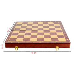Deluxe 45*45*3.5cm Large Chess Set Walnut Wooden Timber Oak Folding Chessboard - auloves
