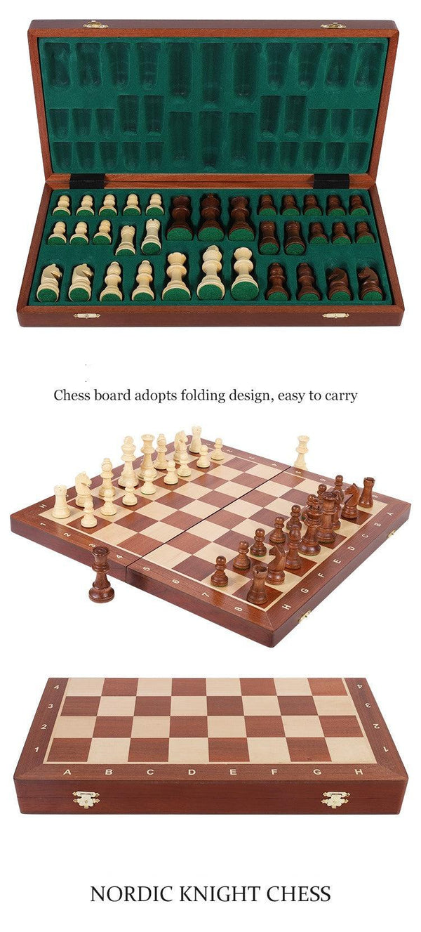 Deluxe 47*47*2.6cm Large Chess Set Walnut Wooden Timber Oak Folding Chessboard - auloves