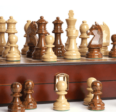 Deluxe 52*52cm Super Large Chess Set Walnut Wooden Timber Oak Folding Chessboard Gloss Pieces - auloves