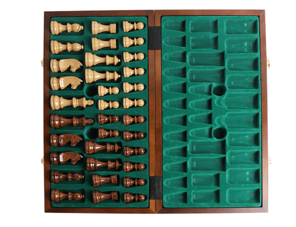 Deluxe 52*52cm Super Large Chess Set Walnut Wooden Timber Oak Folding Chessboard Gloss Pieces - auloves