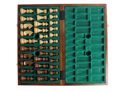 Deluxe 52*52cm Super Large Chess Set Walnut Wooden Timber Oak Folding Chessboard Gloss Pieces - auloves