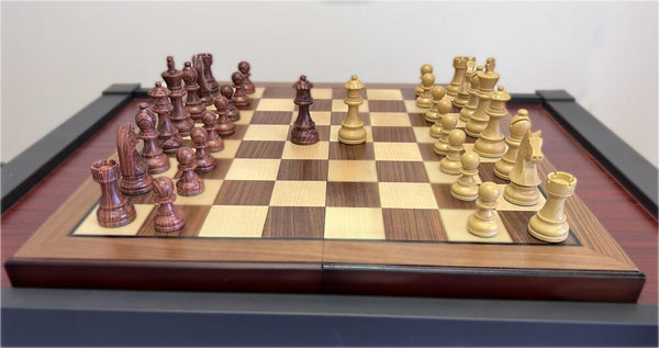 Deluxe 52*52cm Super Large Chess Set Walnut Wooden Timber Oak Folding Chessboard Matt Pieces - auloves