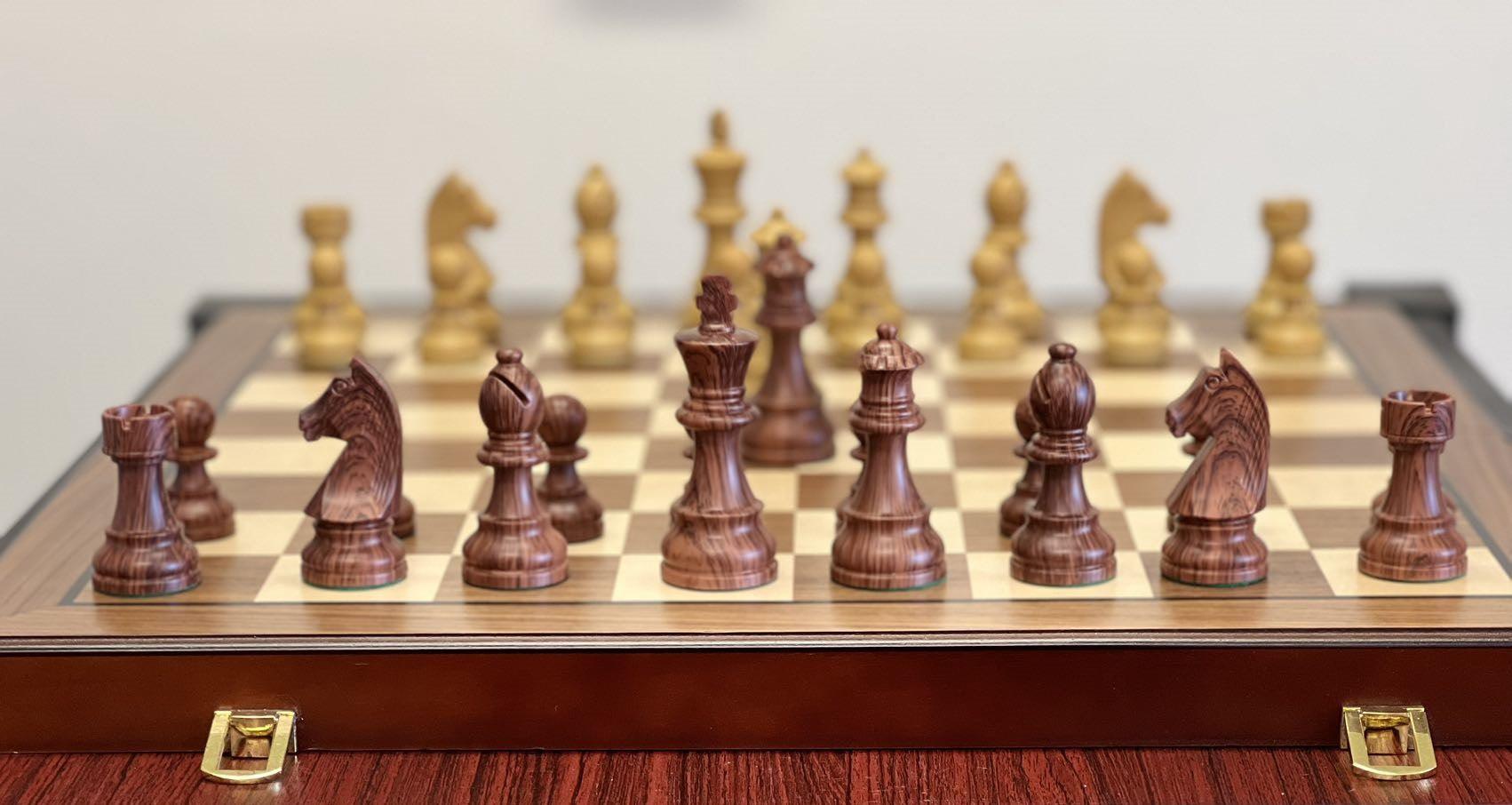 Deluxe 52*52cm Super Large Chess Set Walnut Wooden Timber Oak Folding ...