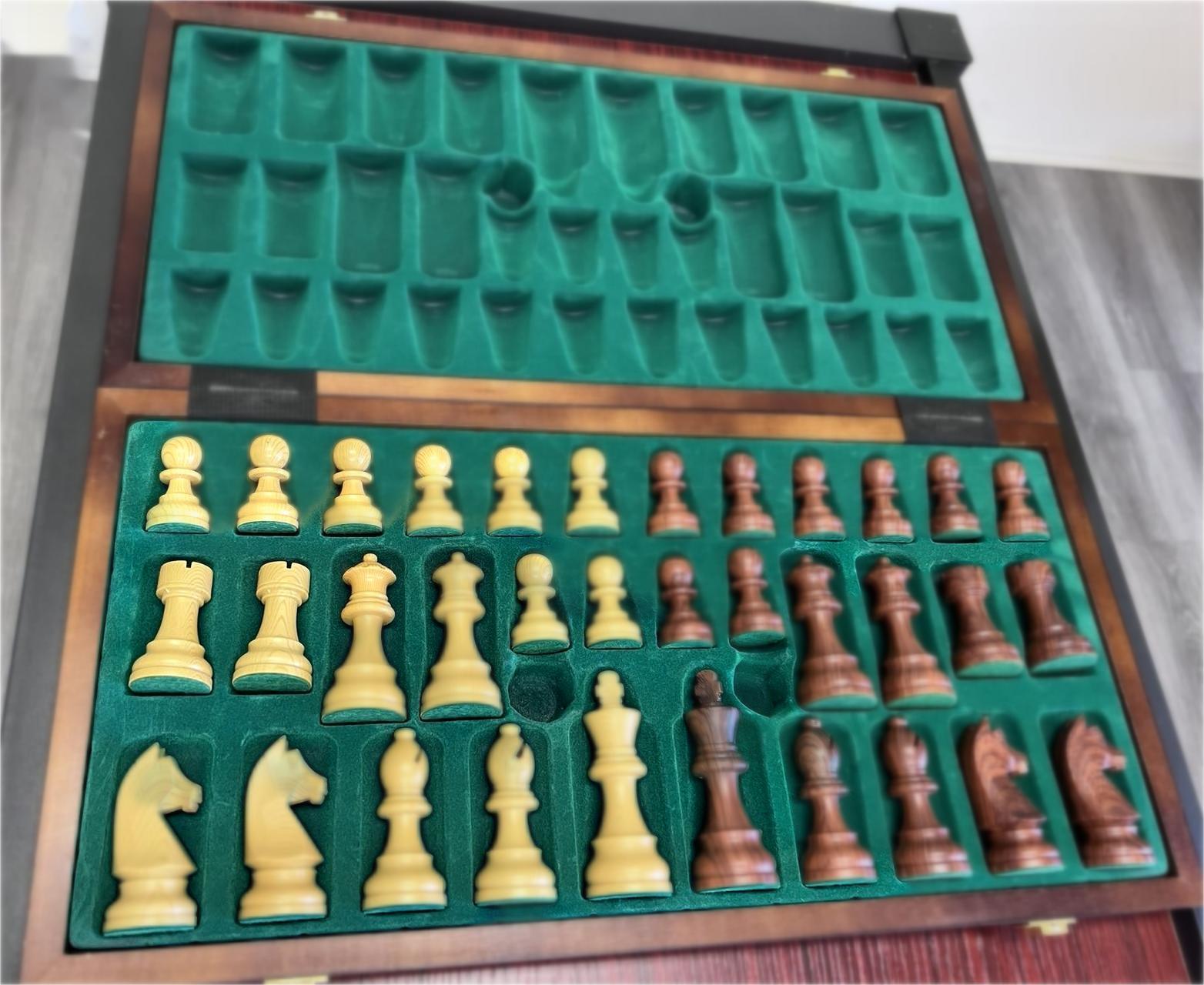 Deluxe 52*52cm Super Large Chess Set Walnut Wooden Timber Oak Folding ...