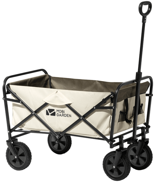 Foldable Camp Garden Cart Trolley Wagon Collapsible Shopping Outdoor Ivory White - auloves