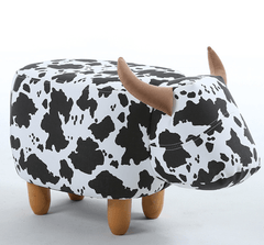 Kids Ottoman Foot Shoes Stool Cow Chair Rest Leather Seat AU Stock - Large Dairy Cattle - auloves