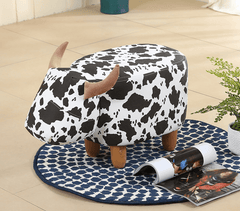 Kids Ottoman Foot Shoes Stool Cow Chair Rest Leather Seat AU Stock - Large Dairy Cattle - auloves