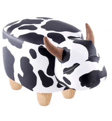 Kids Ottoman Foot Shoes Stool Cow Chair Rest Leather Seat AU Stock - Small Dairy Cattle - auloves