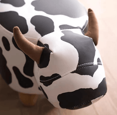 Kids Ottoman Foot Shoes Stool Cow Chair Rest Leather Seat AU Stock - Small Dairy Cattle - auloves