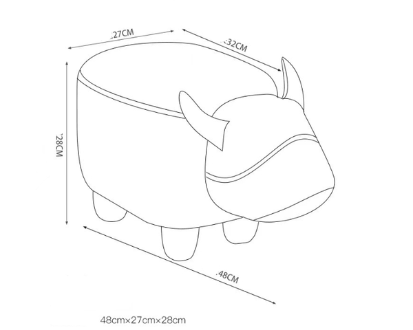 Kids Ottoman Foot Shoes Stool Cow Chair Rest Leather Seat AU Stock - Small Dark Brown Cow - auloves
