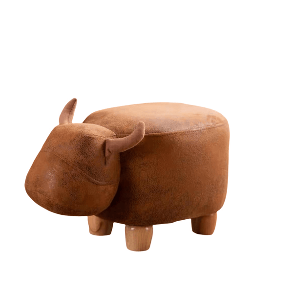 Kids Ottoman Foot Shoes Stool Cow Chair Rest Leather Seat AU Stock - Small Light Brown Cow - auloves