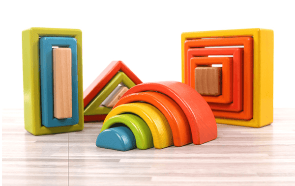 Large Rainbow Wooden Building Blocks 33PCS - auloves