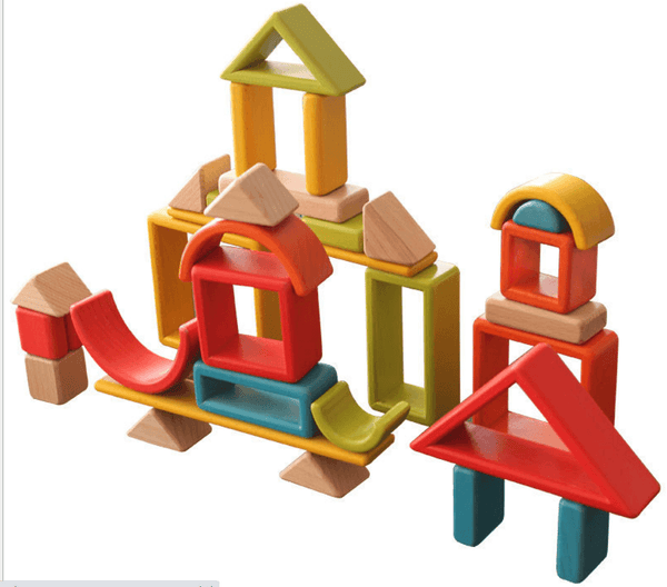 Large Rainbow Wooden Building Blocks 33PCS - auloves