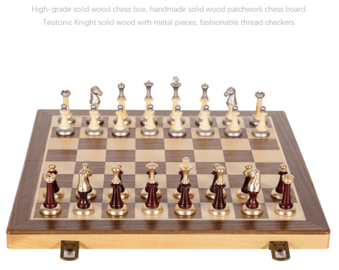 Metal & Wooden 43*43*3cm Large Chess Set Beech Timber Folding Chessboa ...