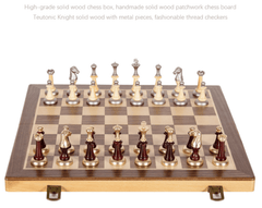 Metal & Wooden 43*43*3cm Large Chess Set Beech Timber Folding Chessboard - auloves