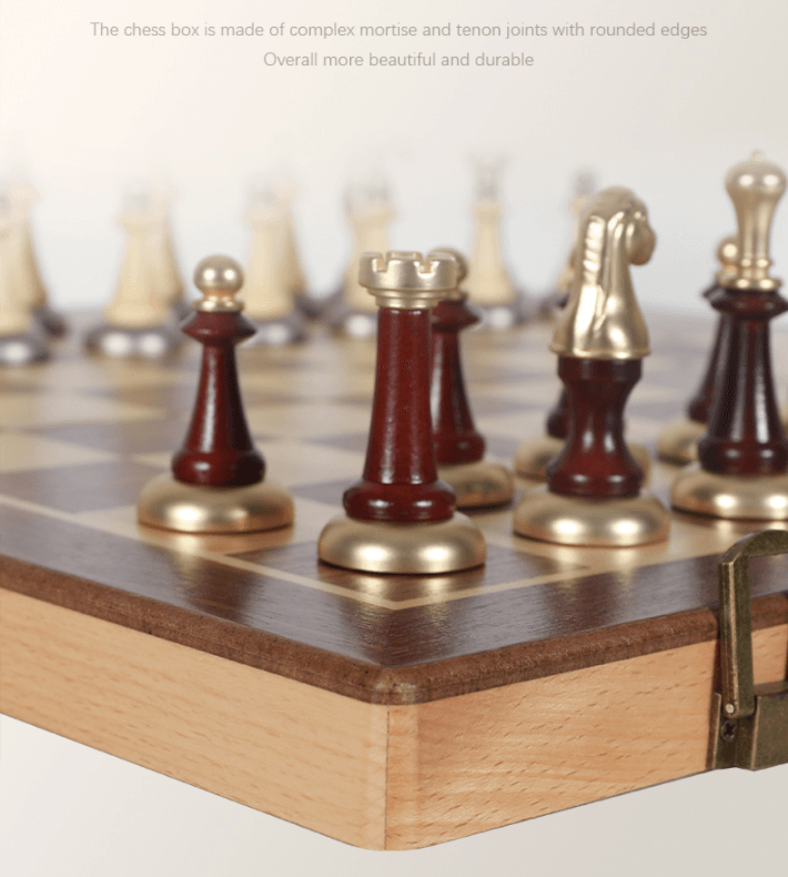 Metal & Wooden 43*43*3cm Large Chess Set Beech Timber Folding Chessboa ...