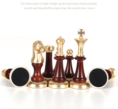 Metal & Wooden 43*43*3cm Large Chess Set Beech Timber Folding Chessboard - auloves