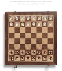 Metal & Wooden 43*43*3cm Large Chess Set Beech Timber Folding Chessboard - auloves