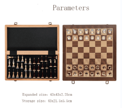Metal & Wooden 43*43*3cm Large Chess Set Beech Timber Folding Chessboard - auloves