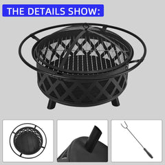 Portable Camping Stove Fire Fit Wood Burning Heating Black Outdoor BBQ - auloves